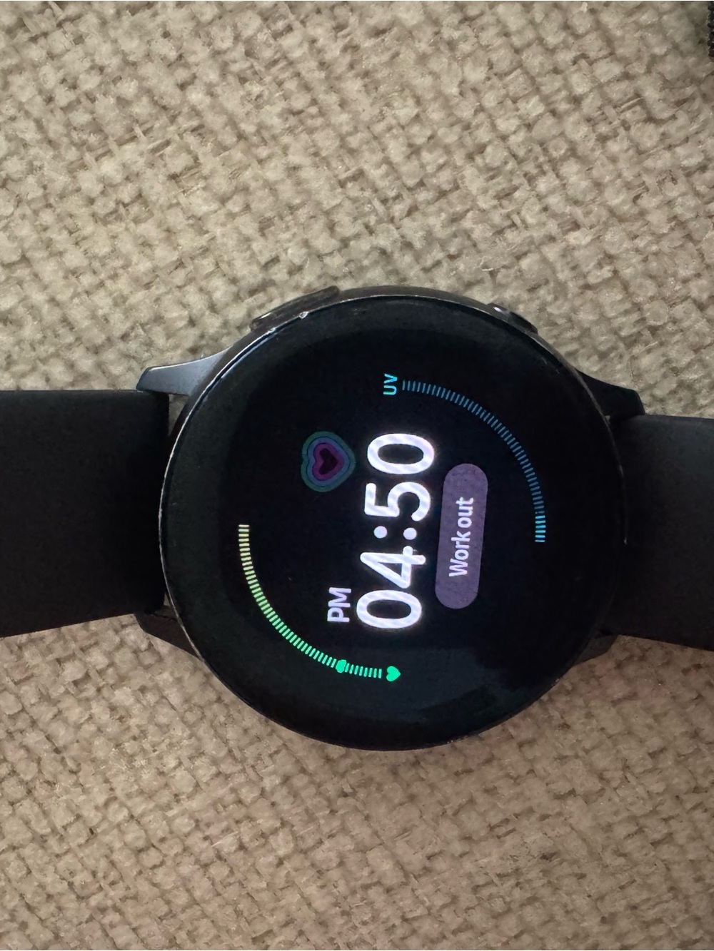 Samsung Black Round Smartwatch with Silicone Band